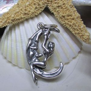 Sterling Silver Woman on the Moon Charm Movable